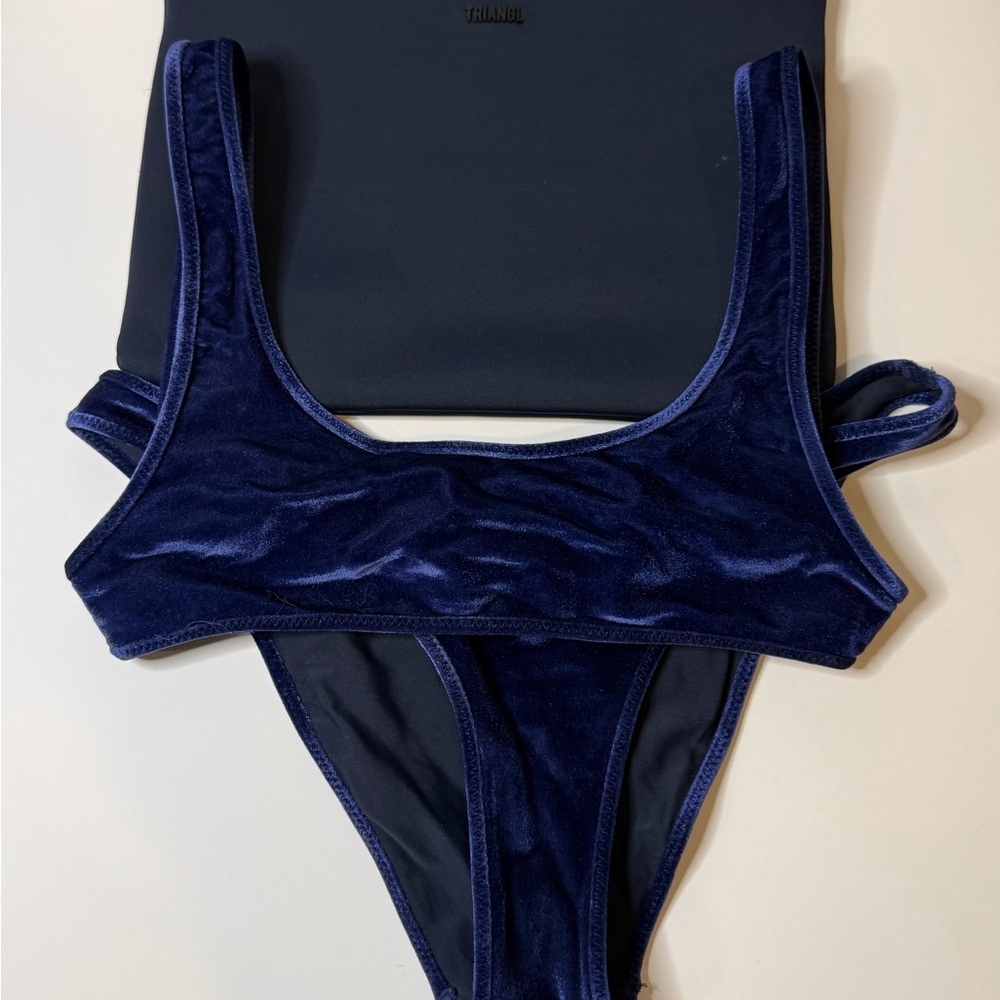 Triangl Swimwear Camille Velvet Bikini in Midnight Blue